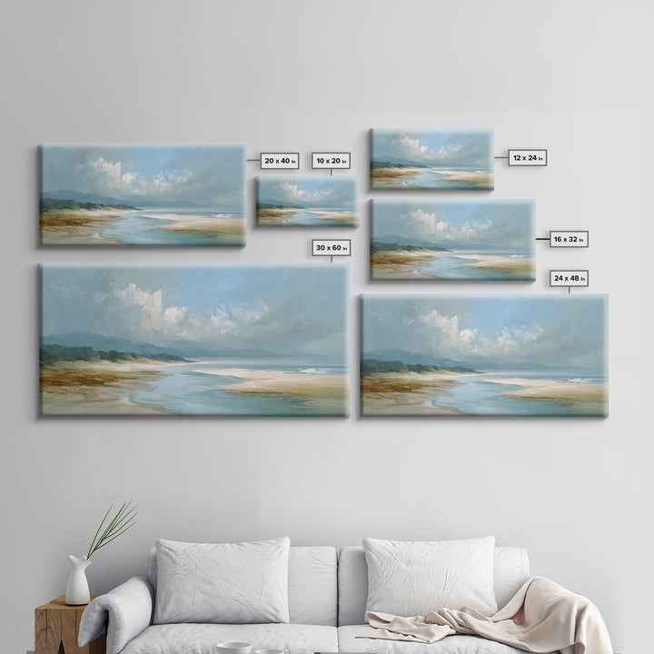 Coastal Shells and Water Study Framed Canvas Print, Medical Office Art, Fine Art Print, Office Decor, Fine Art, Calm, MOA-2x1-16