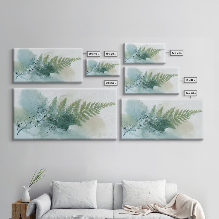 Minimal Green Fern Specimen Framed Canvas Print, Medical Office Art, Minimalist Decor, Office Decor, Calm, Dental Office Decor, MOA-2x1-28