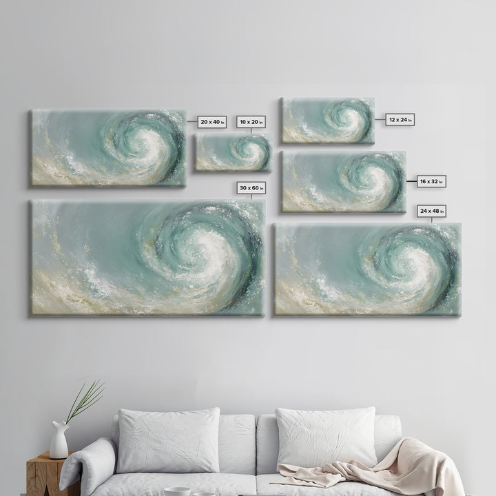 Abstract Healing Spiral Framed Canvas Print, Medical Office Art, Office Decor, Abstract Art, Calm, Teal Wall Art, MOA-2x1-35