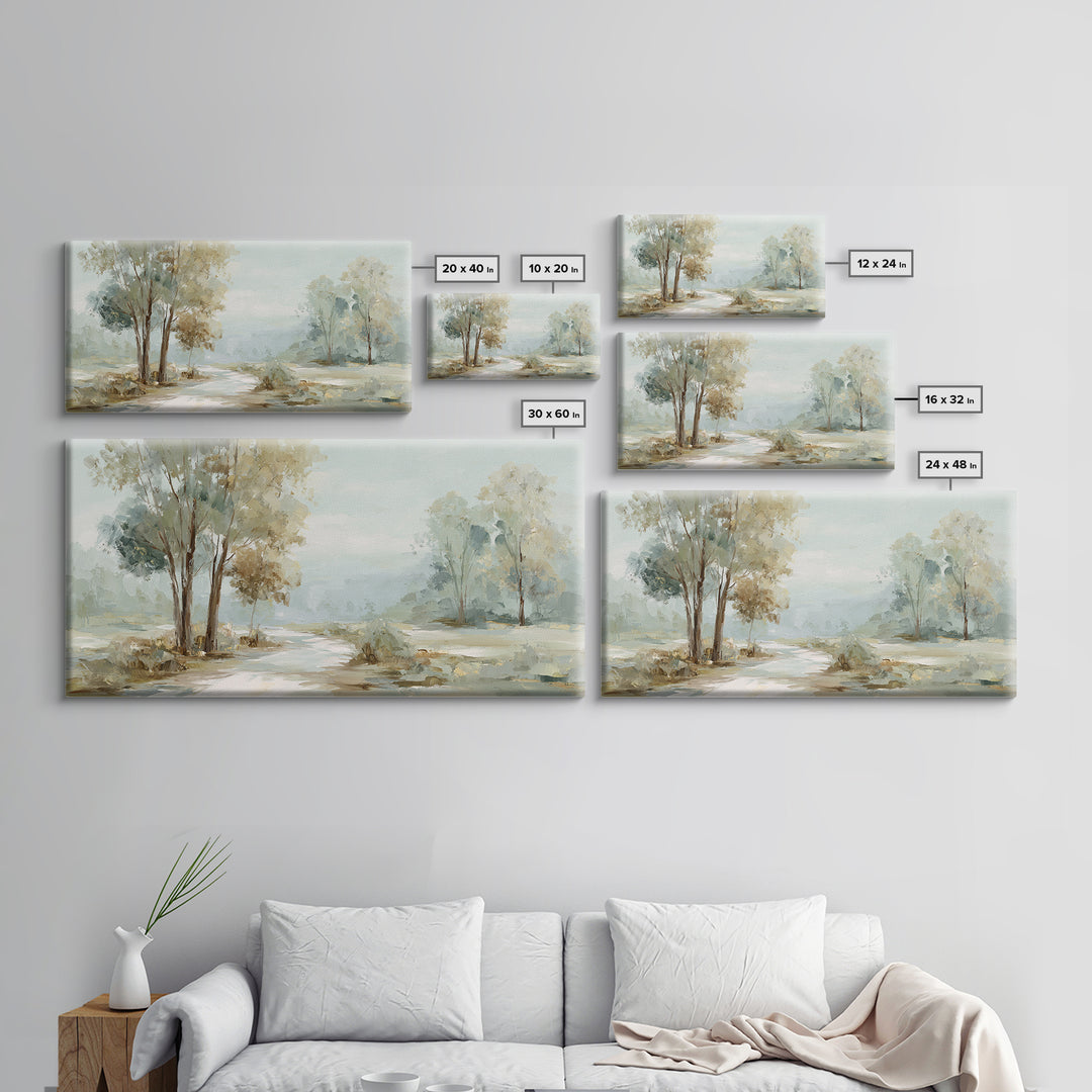 Gentle Forest Path Framed Canvas Print, Medical Office Art, Minimalist Decor, Office Decor, Fine Art, Calm, Dental Office Decor, MOA-2x1-37