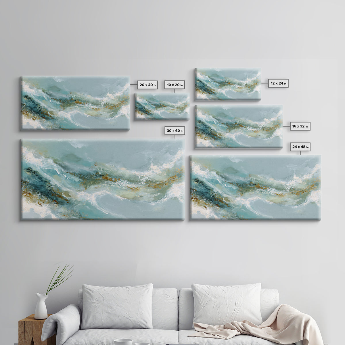 Calming Blue Abstract Framed Canvas Print, Medical Office Art, Digital Wall Art, Office Decor, Calm, Healthcare Wall Art, MOA-2x1-45