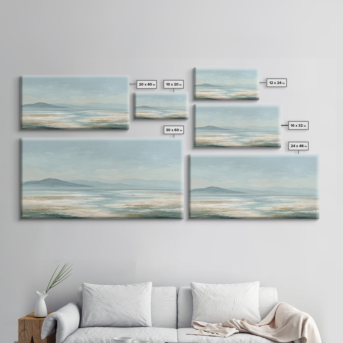 Peaceful Ocean Horizon Canvas Print, Medical Office Art, Digital Art, Office Decor, Calm, Medical Decor, Anatomy Wall Art, MOA-2x1-48