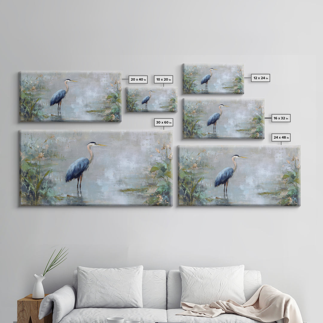 Blue Heron Standing Canvas Print, Medical Office Art, Wall Art, Office Decor, Fine Art, Calm, Printable Card, Medical Art, MOA-2x1-58