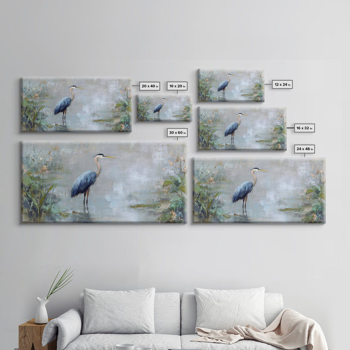 Blue Heron Standing Canvas Print, Medical Office Art, Wall Art, Office Decor, Fine Art, Calm, Printable Card, Medical Art, MOA-2x1-58
