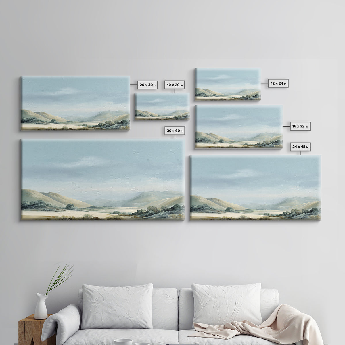 Large Neutral Landscape Framed Canvas Print, Medical Office Art, Digital Wall Art, Office Decor, Calm, Healthcare Wall Art, MOA-2x1-60