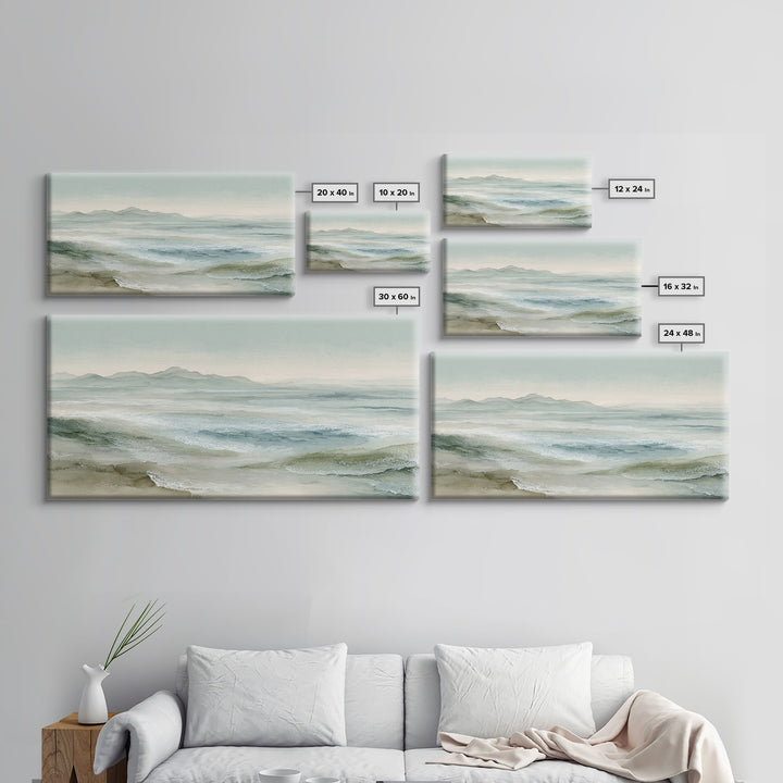 Coastal Shells and Water Study Canvas Print, Medical Office Art, Printable Art, Office Decor, Fine Art, Calm, Medical Wall Art, MOA-2x1-64