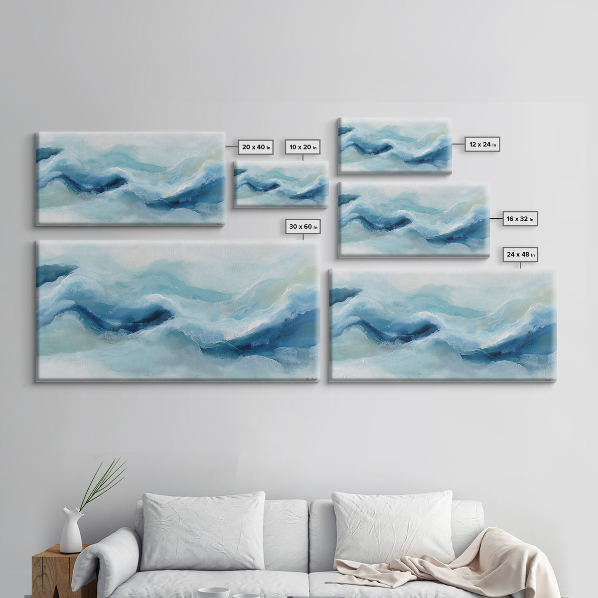 Calming Blue Abstract Canvas Print, Medical Office Art, Animal Art, Office Decor, Abstract Art, Calm, Heart Anatomy Print, MOA-2x1-69