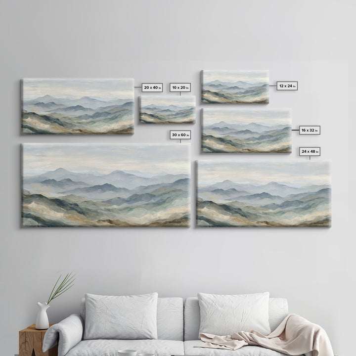 Soft Mountain Landscape Canvas Print, Medical Office Art, Digital Art, Office Decor, Oil Painting, Calm, Medical Decor, MOA-2x1-70