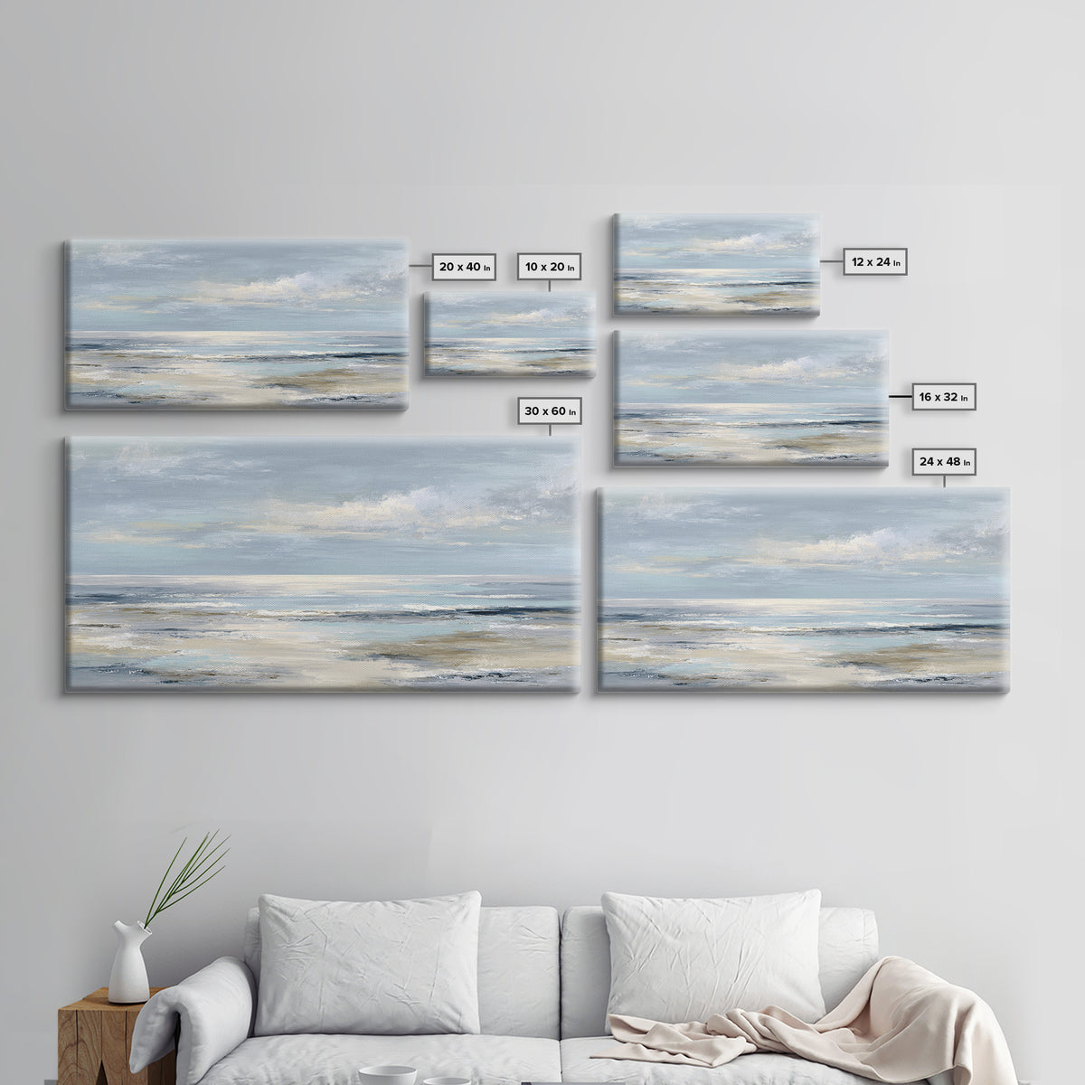 Peaceful Ocean Horizon Framed Canvas Print, Medical Office Art, Minimalist Art, Office Decor, Calm, Educational Poster, MOA-2x1-72