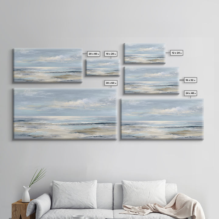Peaceful Ocean Horizon Framed Canvas Print, Medical Office Art, Minimalist Art, Office Decor, Calm, Educational Poster, MOA-2x1-72
