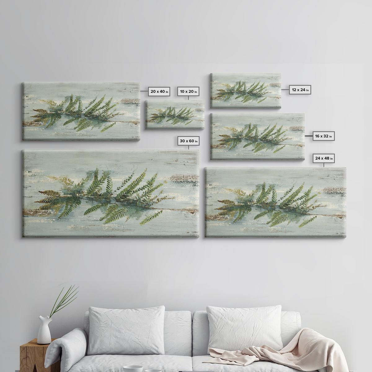 Minimal Green Fern Specimen Canvas Print, Medical Office Art, Medical Decor, Office Decor, Fine Art, Calm, Science Art, MOA-2x1-76