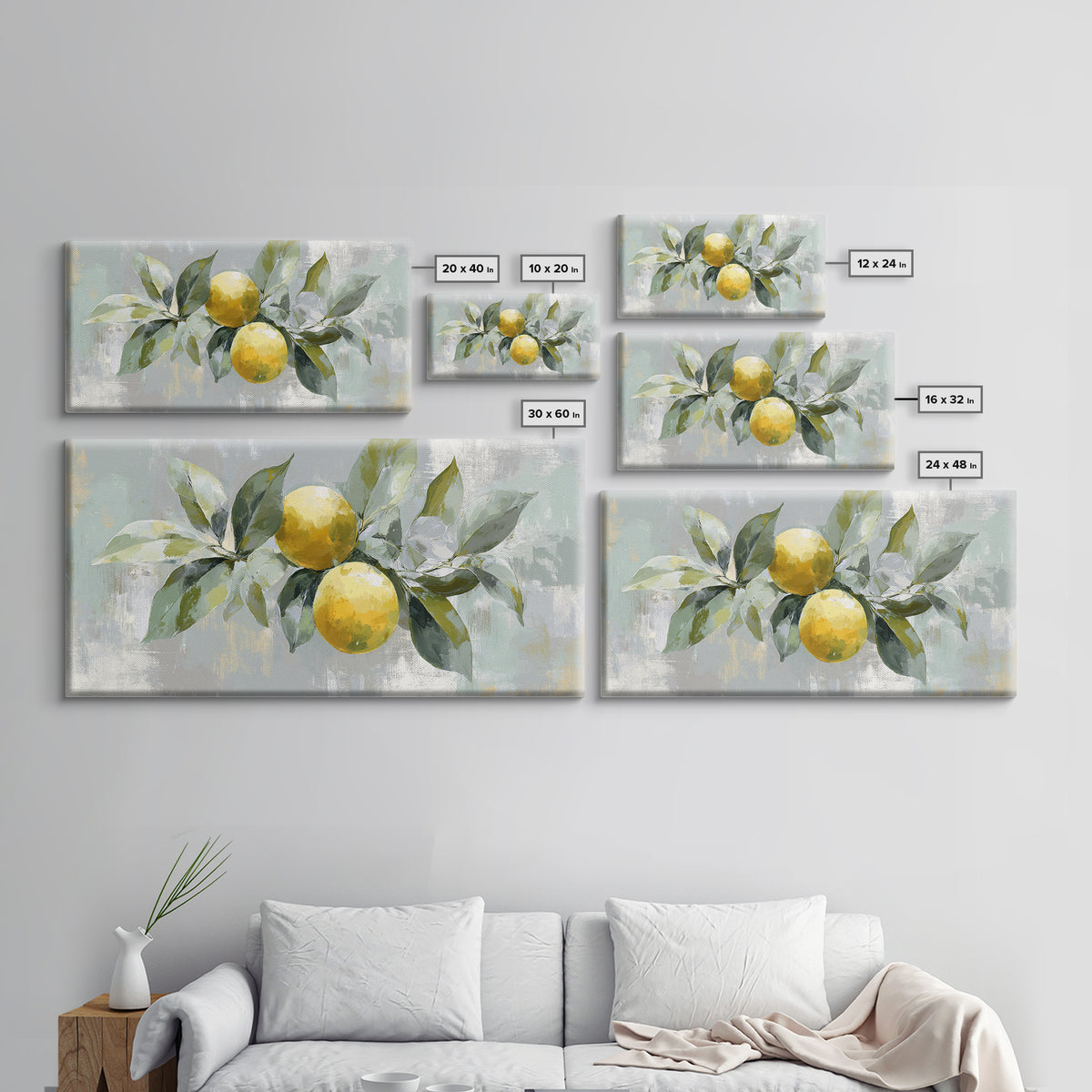 Fresh Citrus and Leaves for Bright Optimism Framed Canvas Print, Medical Office Art, Medical Art, Office Decor, Oil Painting, MOA-2x1-92
