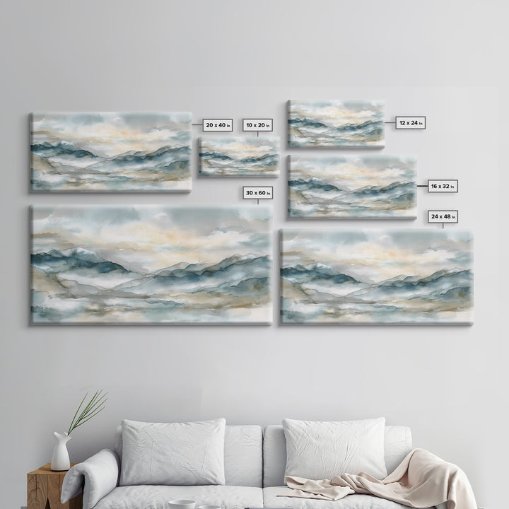 Soft Mountain Landscape Canvas Print, Medical Office Art, Digital Art, Office Decor, Oil Painting, Calm, Medical Decor, MOA-2x1-94