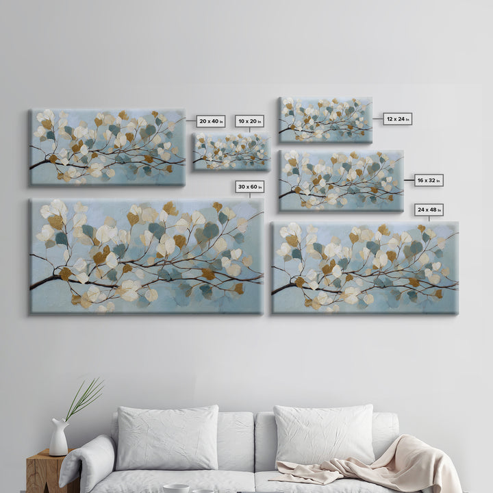 Botanical Eucalyptus Branch Framed Canvas Print, Medical Office Art, Neuroscience Art, Office Decor, Oil Painting, Calm, MOA-2x1-95