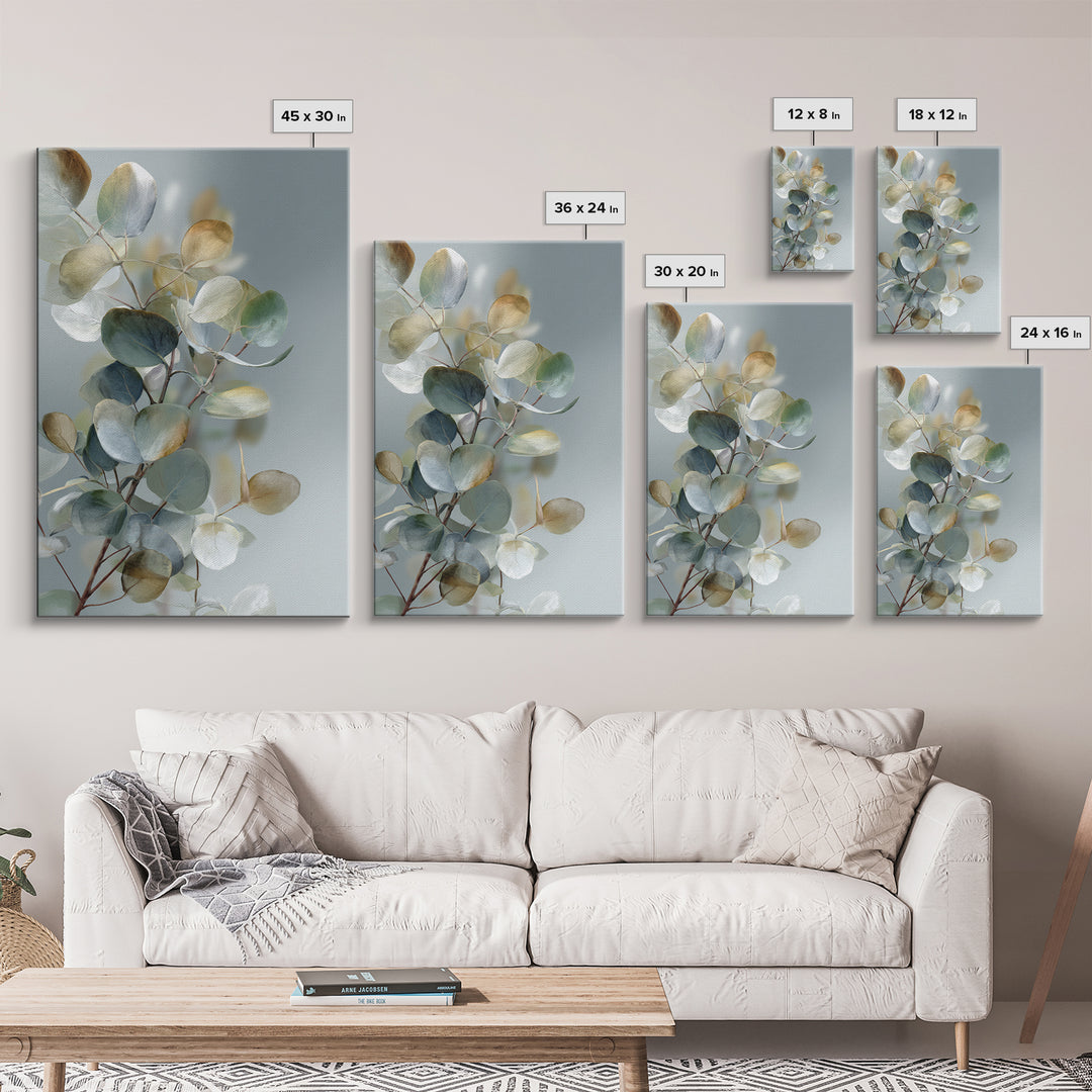 Botanical Eucalyptus Branch Canvas Print, Medical Office Art, Medical School, Office Decor, Fine Art, Calm, Minimalist Decor, MOA-2x3-11