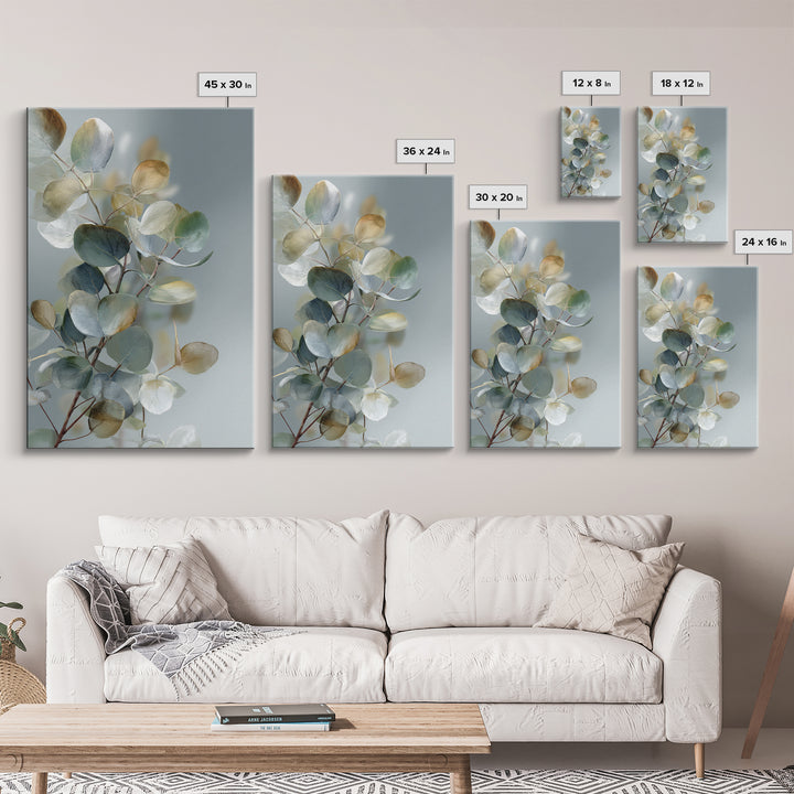 Botanical Eucalyptus Branch Canvas Print, Medical Office Art, Medical School, Office Decor, Fine Art, Calm, Minimalist Decor, MOA-2x3-11