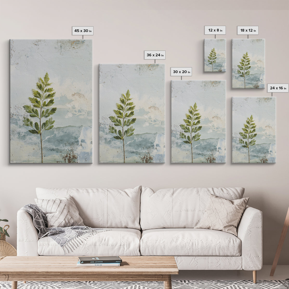 Minimal Green Fern Specimen Canvas Print, Medical Office Art, Anatomy Art, Office Decor, Fine Art, Calm, Statement Artwork, MOA-2x3-16