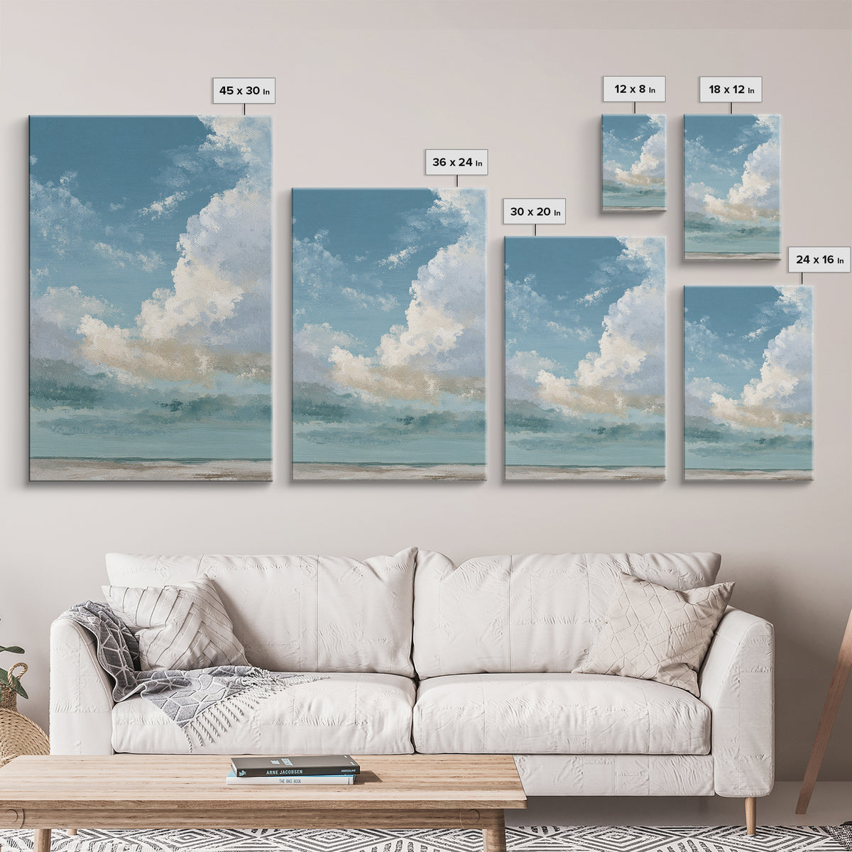 Sky and Cloud Scene Framed Canvas Print, Medical Office Art, Office Decor, Abstract Art, Calm, Anatomy Wall Art, MOA-2x3-17