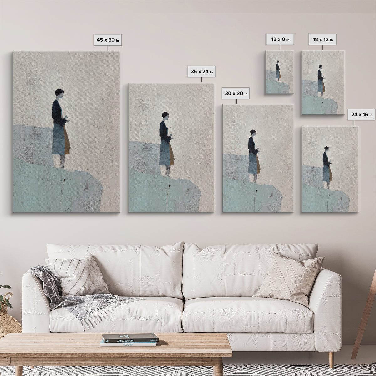 Simple Line Figure Framed Canvas Print, Medical Office Art, Boho Decor, Office Decor, Fine Art, Calm, Printable Wall Art, MOA-2x3-2