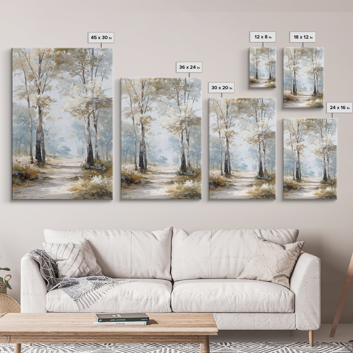 Gentle Forest Path Framed Canvas Print, Medical Office Art, Wall Art, Office Decor, Oil Painting, Calm, Printable Card, MOA-2x3-25