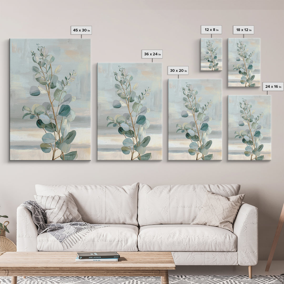 Botanical Eucalyptus Branch Canvas Print, Medical Office Art, Office Decor, Watercolor Art, Calm, Teal Wall Art, MOA-2x3-35