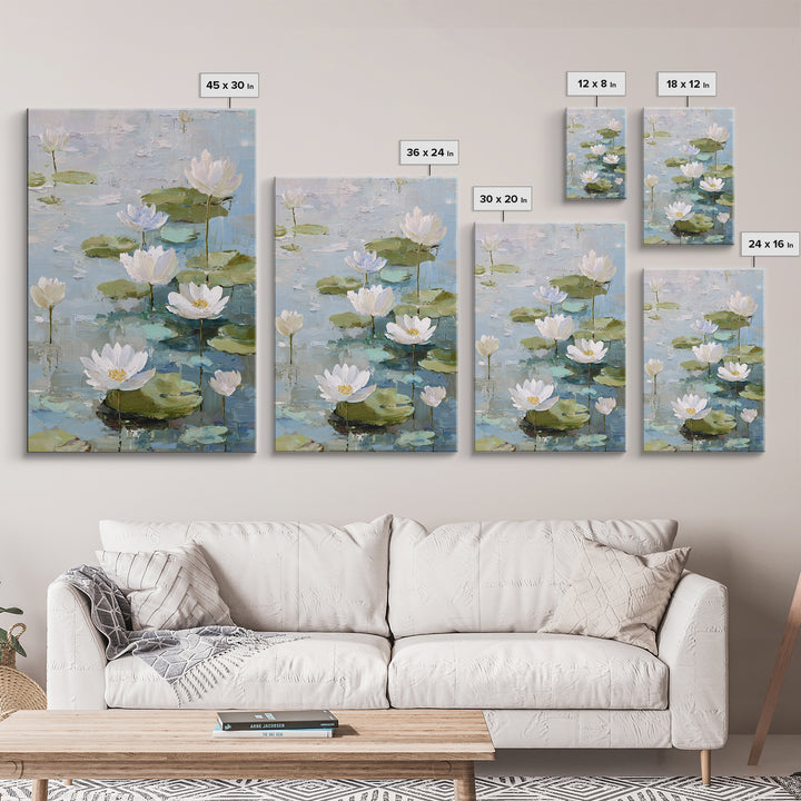Lotus Flower Floating on Still Water Framed Canvas Print, Medical Office Art, Contemporary Art, Office Decor, Fine Art, Calm, MOA-2x3-43
