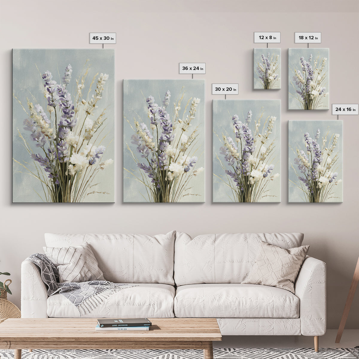 Lavender Botanical Still Life Framed Canvas Print, Medical Office Art, Printable Art, Office Decor, Watercolor Art, Calm, MOA-2x3-53