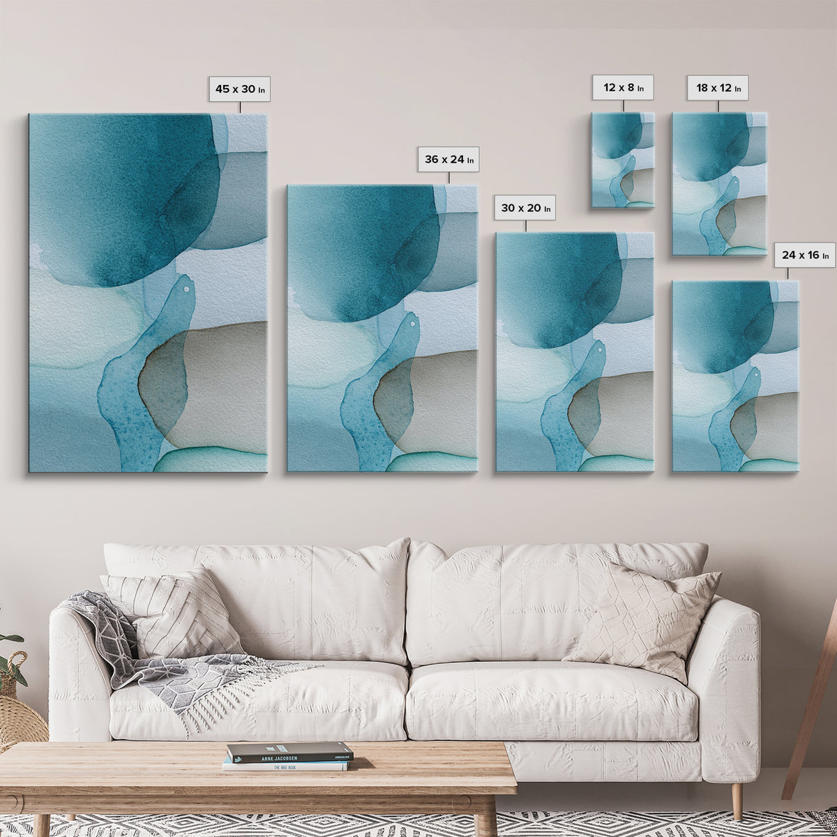 Calming Blue Abstract Canvas Print, Medical Office Art, Medical Art, Office Decor, Fine Art, Calm, Biology Art, Nurse Wall Art, MOA-2x3-57
