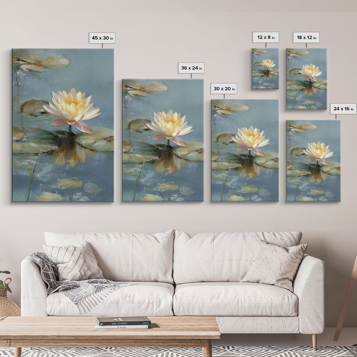 Lotus Flower Floating on Still Water Canvas Print, Medical Office Art, Office Decor, Calm, Brain Poster, Healthcare Wall Art, MOA-2x3-67