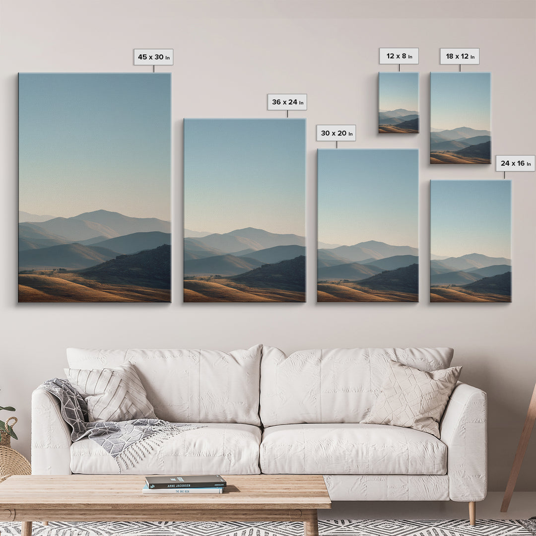Minimal Sunrise over Rounded Hills Canvas Print, Medical Office Art, Wall Decor, Office Decor, Calm, Medical Office Decor, MOA-2x3-79