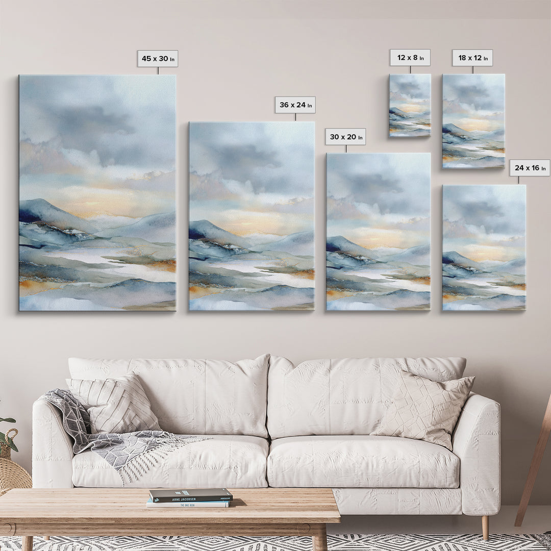 Soft Mountain Landscape Canvas Print, Medical Office Art, Office Decor, Watercolor Art, Calm, Brain Poster, Healthcare Wall Art, MOA-2x3-82