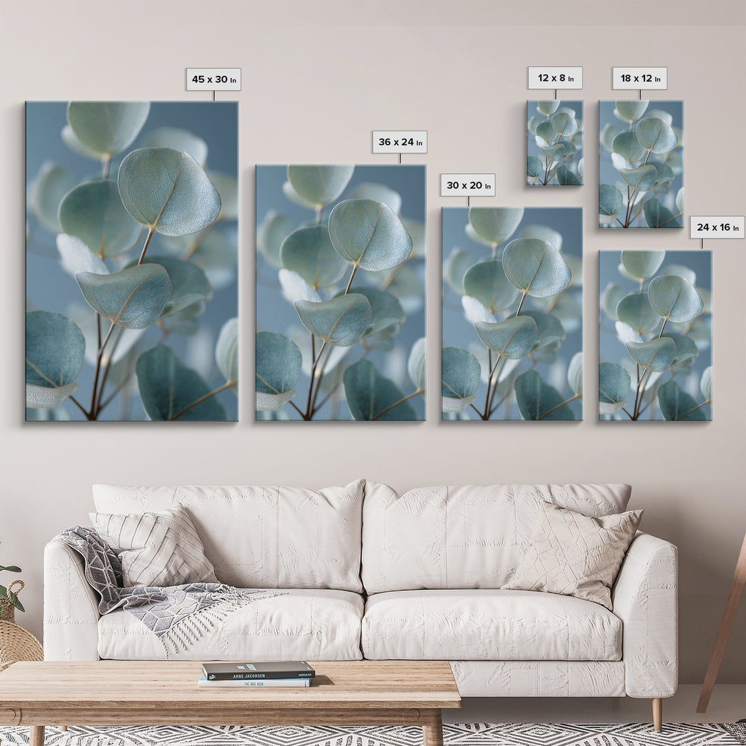 Botanical Eucalyptus Branch Framed Canvas Print, Medical Office Art, Medical Office Decor, Office Decor, Fine Art, Calm, MOA-2x3-83