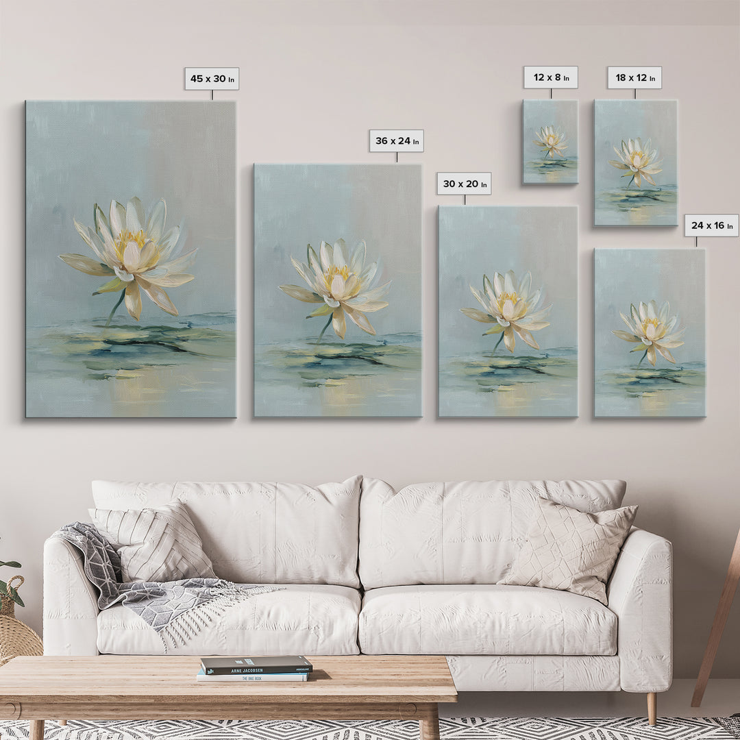 Lotus Flower Floating on Still Water Canvas Print, Medical Office Art, Anatomy Wall Art, Office Decor, Watercolor Art, Calm, MOA-2x3-91