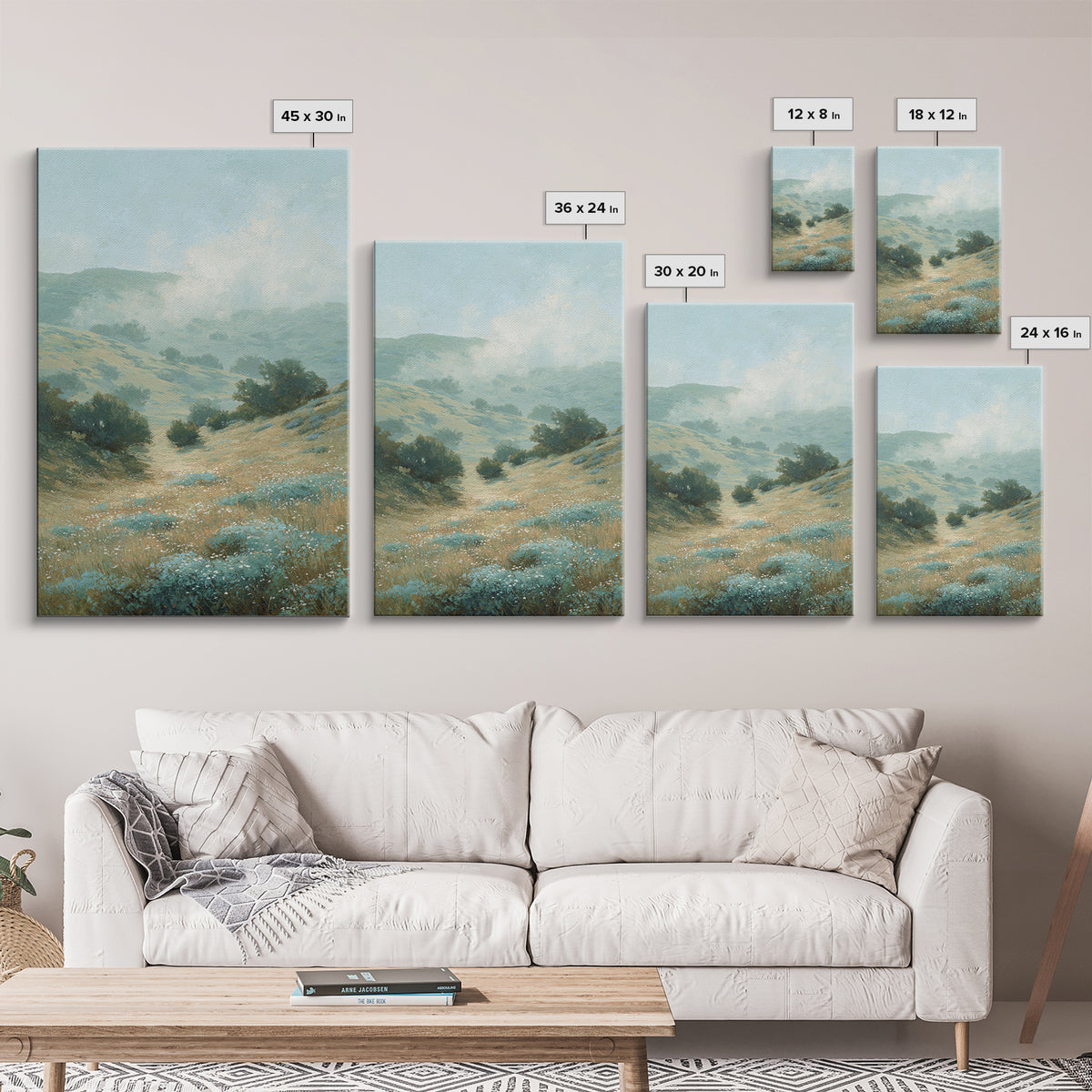 Sunlit Meadow with Wildflowers and Calm Mood Framed Canvas Print, Medical Office Art, Gallery Decor, Office Decor, Calm, MOA-2x3-92