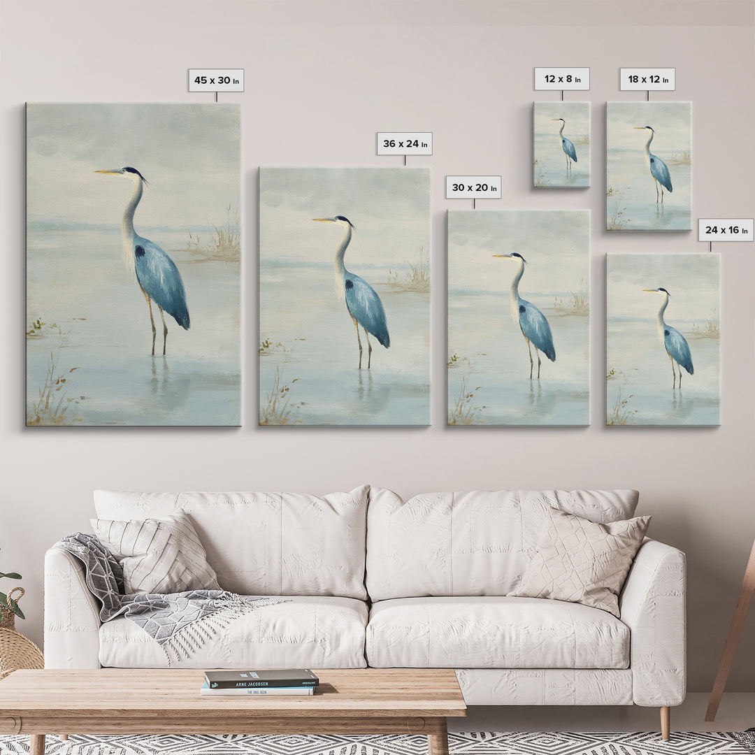 Blue Heron Standing Framed Canvas Print, Medical Office Art, Medical Student Gift, Office Decor, Fine Art, Calm, Anatomy Poster, MOA-2x3-94