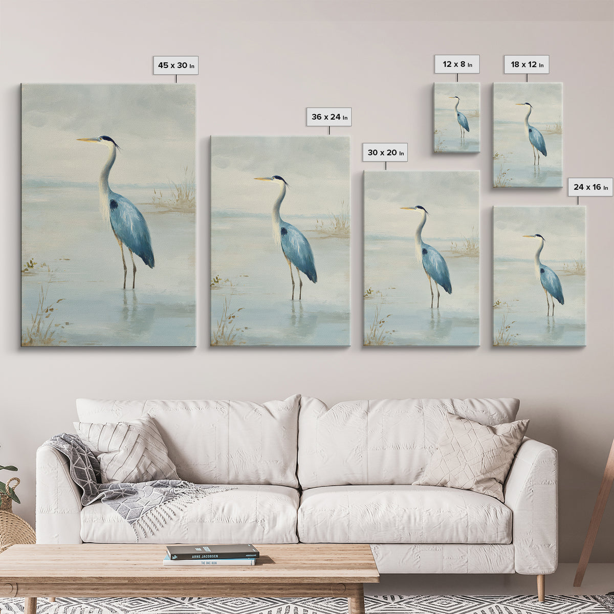 Blue Heron Standing Framed Canvas Print, Medical Office Art, Medical Student Gift, Office Decor, Fine Art, Calm, Anatomy Poster, MOA-2x3-94