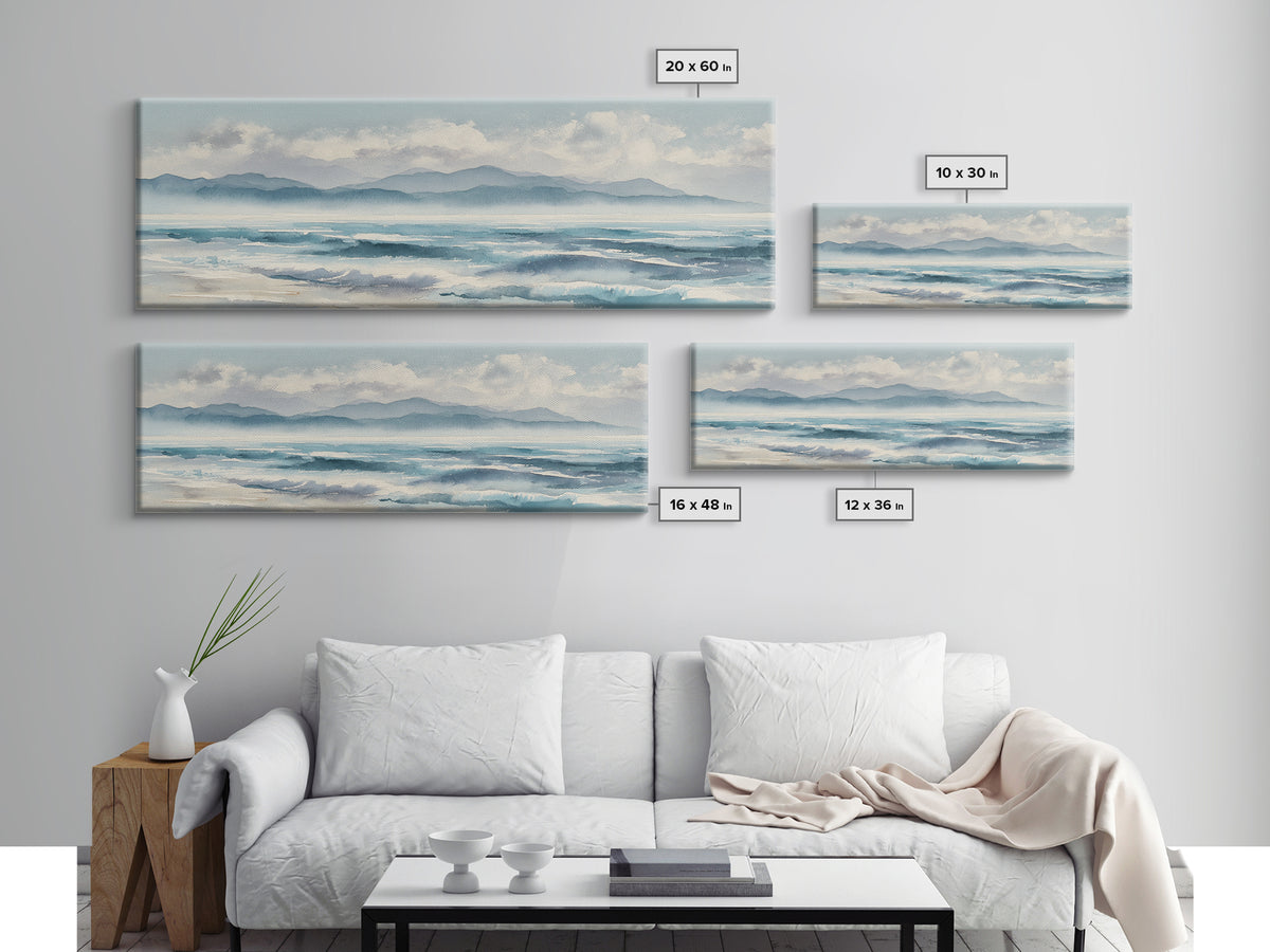Coastal Shells and Water Study Framed Canvas Print, Medical Office Art, Heart Anatomy Print, Office Decor, Fine Art, Calm, MOA-3x1-12