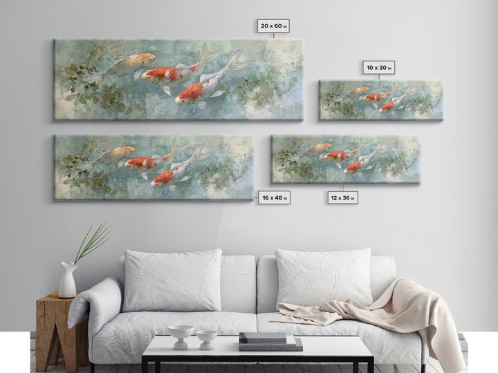 Calm Koi Fish Swimming Through Clear Water Canvas Print, Medical Office Art, Neuroscience Art, Office Decor, Fine Art, Calm, MOA-3x1-14