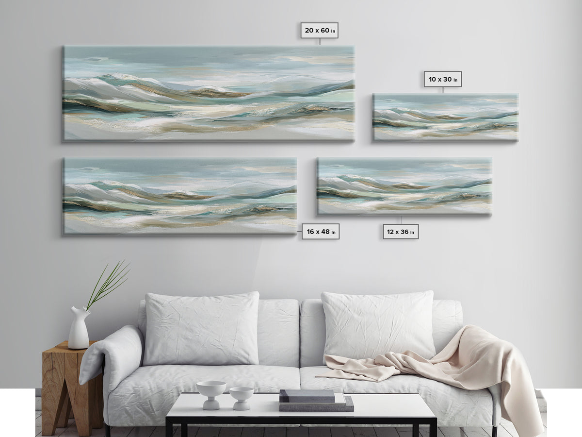 Soft Mountain Landscape Framed Canvas Print, Medical Office Art, Minimalist Art, Office Decor, Calm, Educational Poster, MOA-3x1-18
