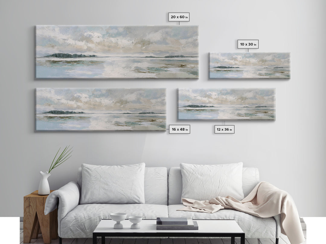 Coastal Shells and Water Study Canvas Print, Medical Office Art, Medical School, Office Decor, Fine Art, Calm, Minimalist Decor, MOA-3x1-36
