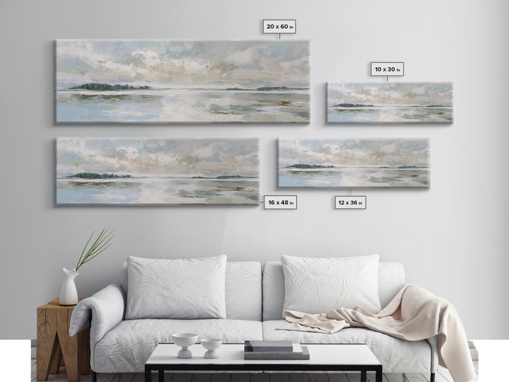 Coastal Shells and Water Study Canvas Print, Medical Office Art, Medical School, Office Decor, Fine Art, Calm, Minimalist Decor, MOA-3x1-36
