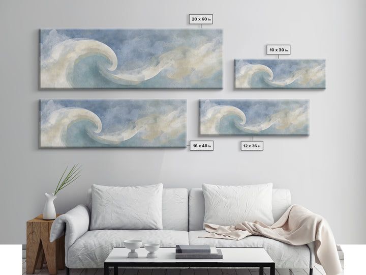 Calming Blue Abstract Canvas Print, Medical Office Art, Brain Art, Office Decor, Abstract Art, Calm, Boho Decor, MOA-3x1-41