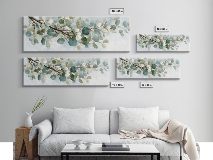 Botanical Eucalyptus Branch Canvas Print, Medical Office Art, Wall Decor, Office Decor, Fine Art, Calm, Medical Office Decor, MOA-3x1-43