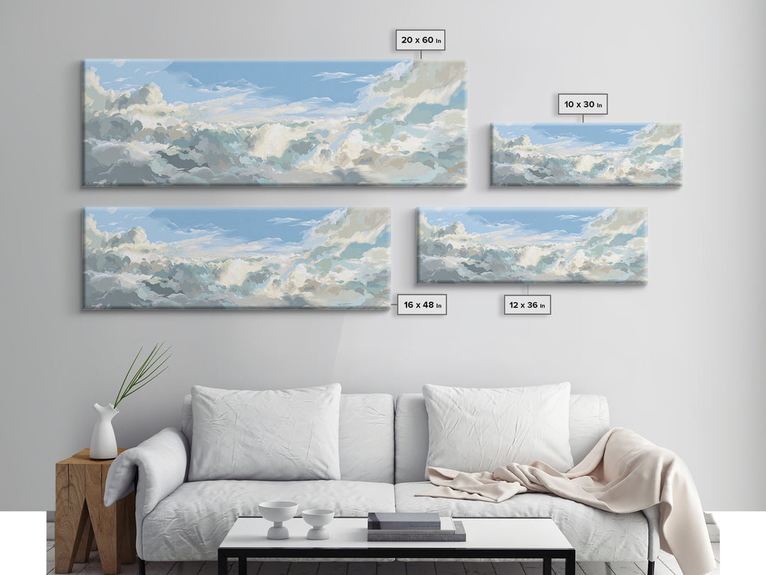 Sky and Cloud Scene Canvas Print, Medical Office Art, Medical Wall Art, Office Decor, Abstract Art, Calm, Neutral Decor, MOA-3x1-49