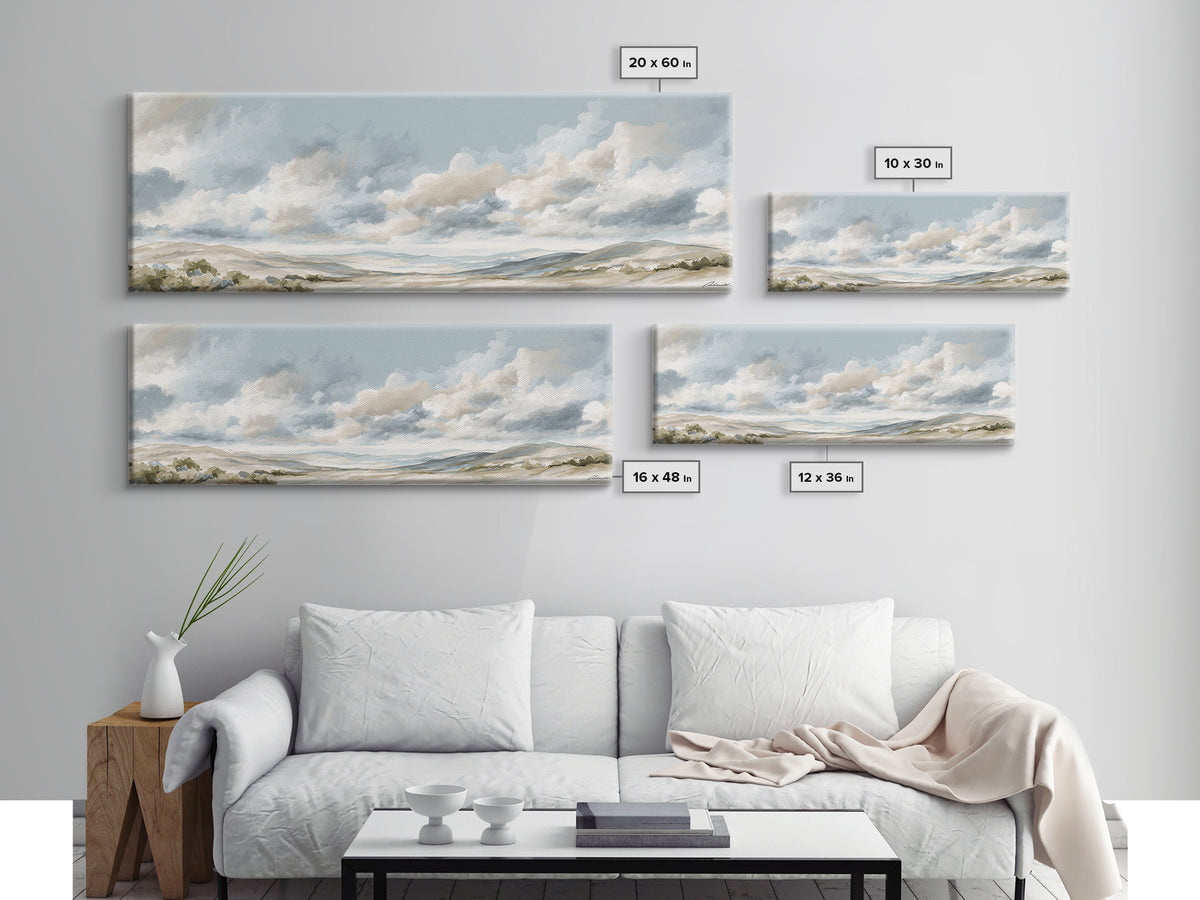 Large Neutral Landscape Framed Canvas Print, Medical Office Art, Textured Painting, Office Decor, Oil Painting, Calm, MOA-3x1-56