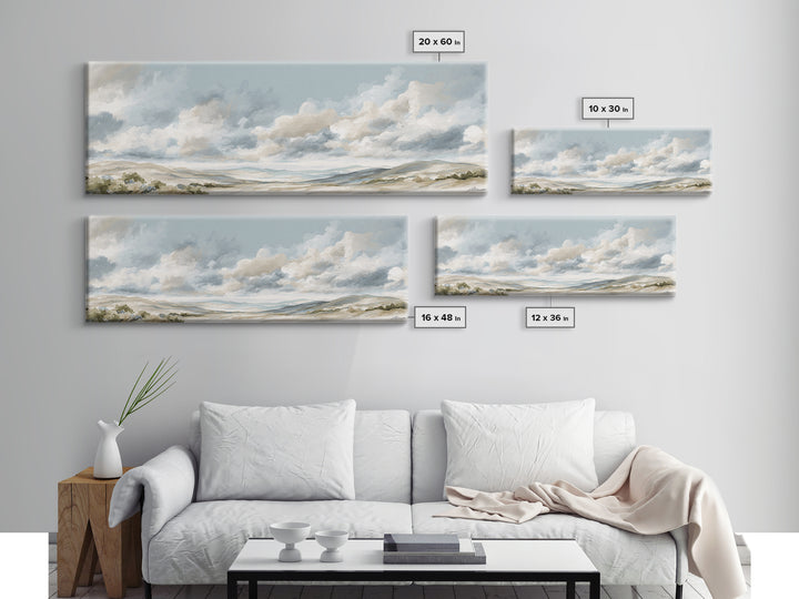 Large Neutral Landscape Framed Canvas Print, Medical Office Art, Textured Painting, Office Decor, Oil Painting, Calm, MOA-3x1-56
