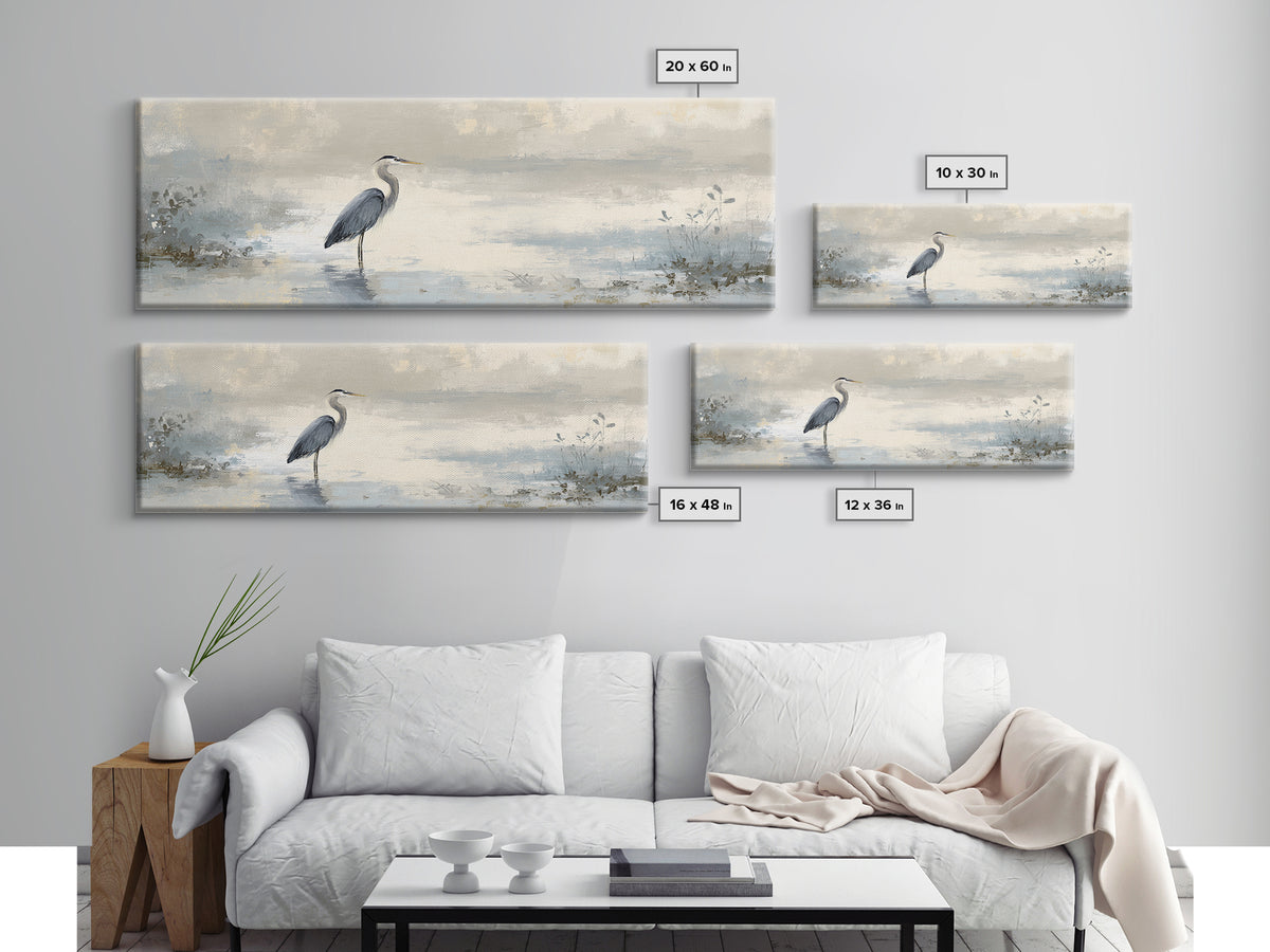 Blue Heron Standing Canvas Print, Medical Office Art, Educational Poster, Office Decor, Fine Art, Calm, Fine Art Print, MOA-3x1-6