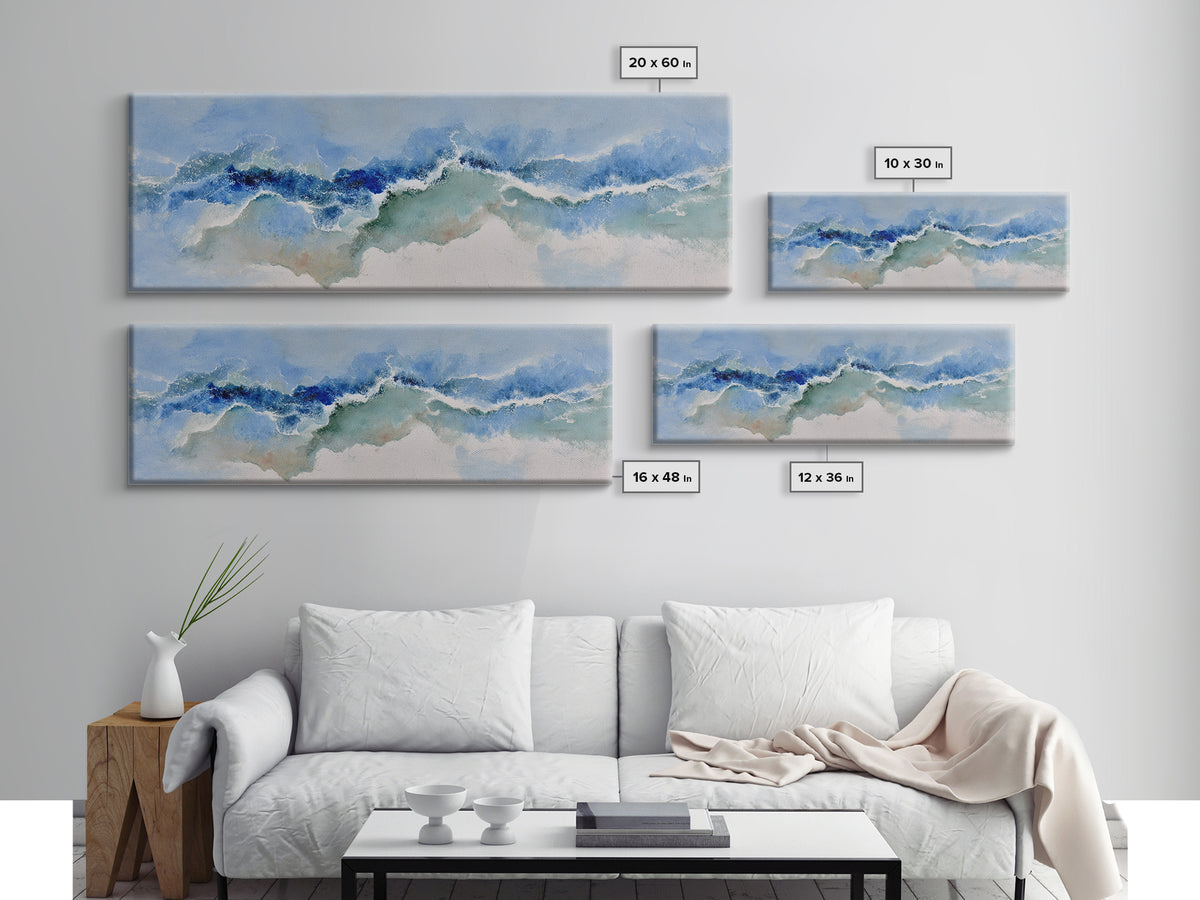Calming Blue Abstract Canvas Print, Medical Office Art, Brain Art, Office Decor, Abstract Art, Calm, Boho Decor, MOA-3x1-65
