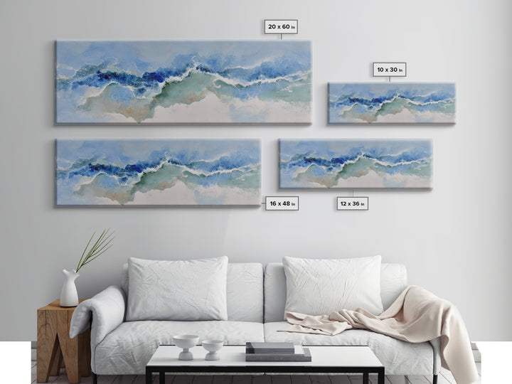 Calming Blue Abstract Canvas Print, Medical Office Art, Brain Art, Office Decor, Abstract Art, Calm, Boho Decor, MOA-3x1-65