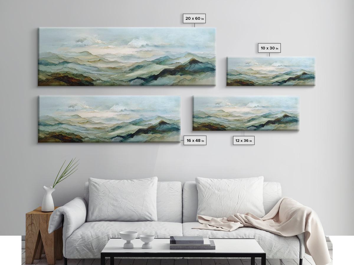 Soft Mountain Landscape Canvas Print, Medical Office Art, Medical Office Decor, Office Decor, Fine Art, Calm, Nurse Wall Art, MOA-3x1-66